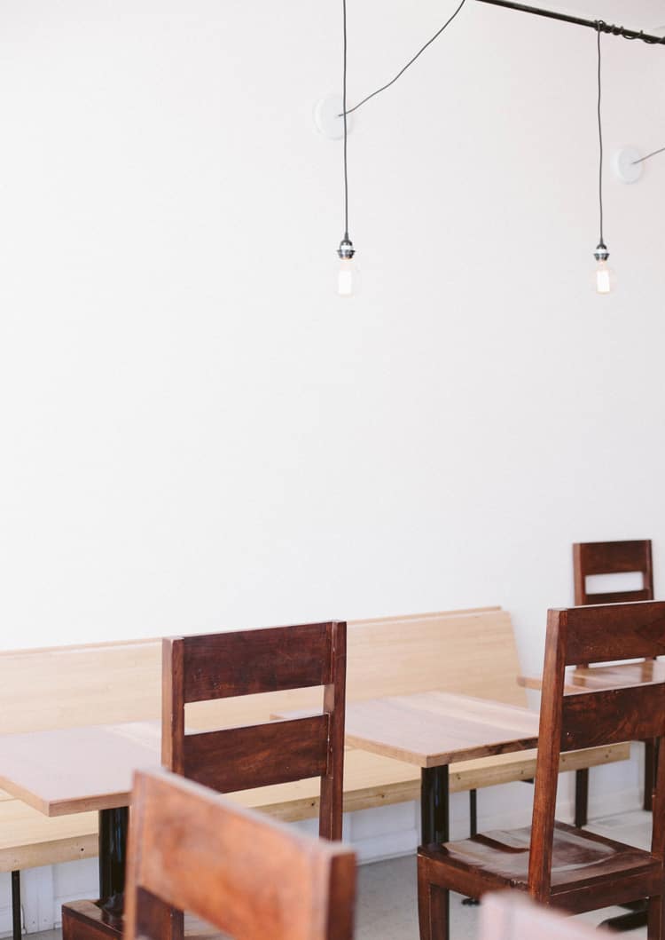 The dining room at Union Loafers in Saint Louis is simple, bright, and inviting.