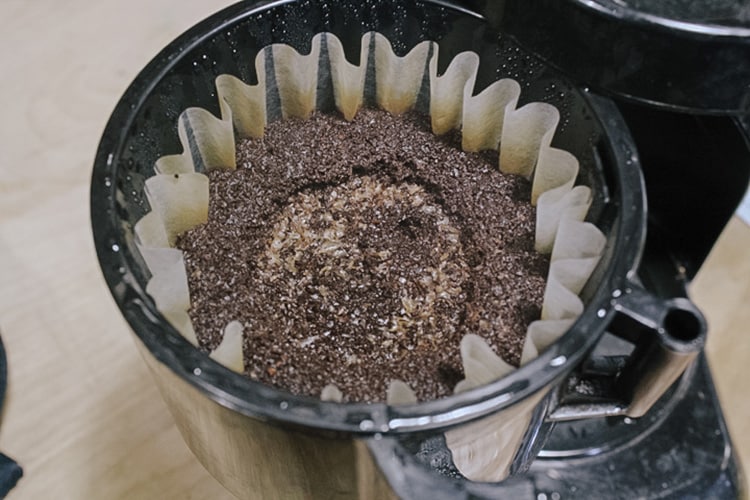 ek43 basket after being brewed.