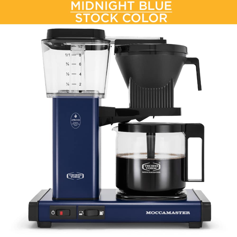 Moccamaster KBGV brewer in the color Midnight Blue.